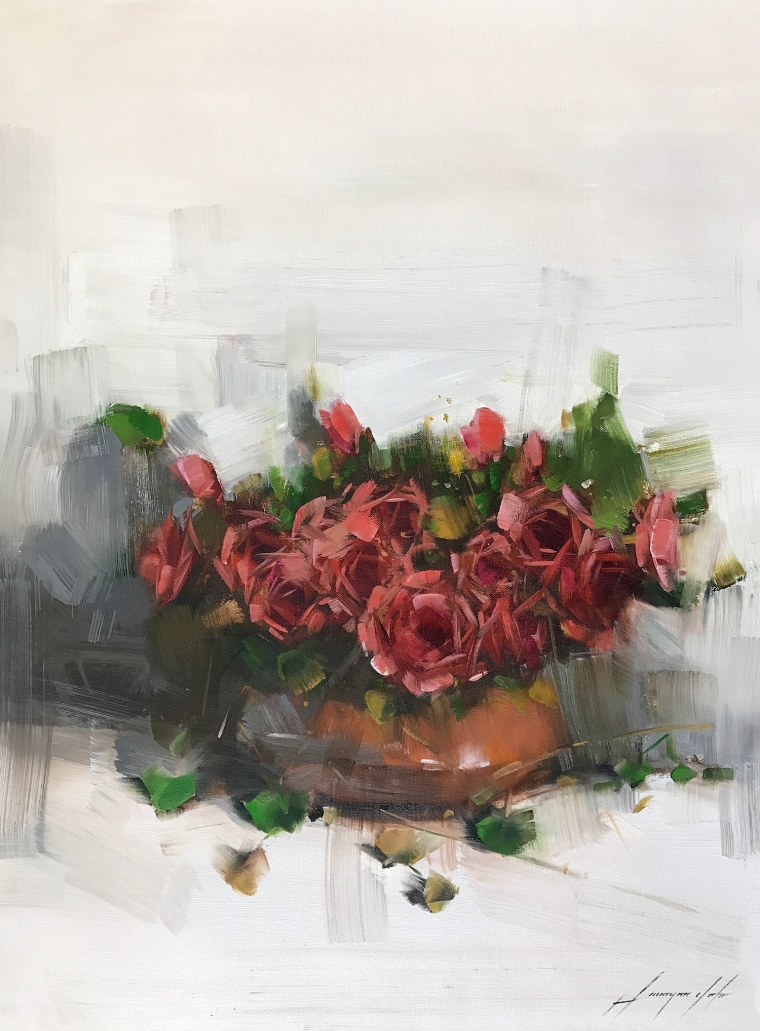 Vase of Roses, Oil Painting, Handmade artwork, One of a Kind     